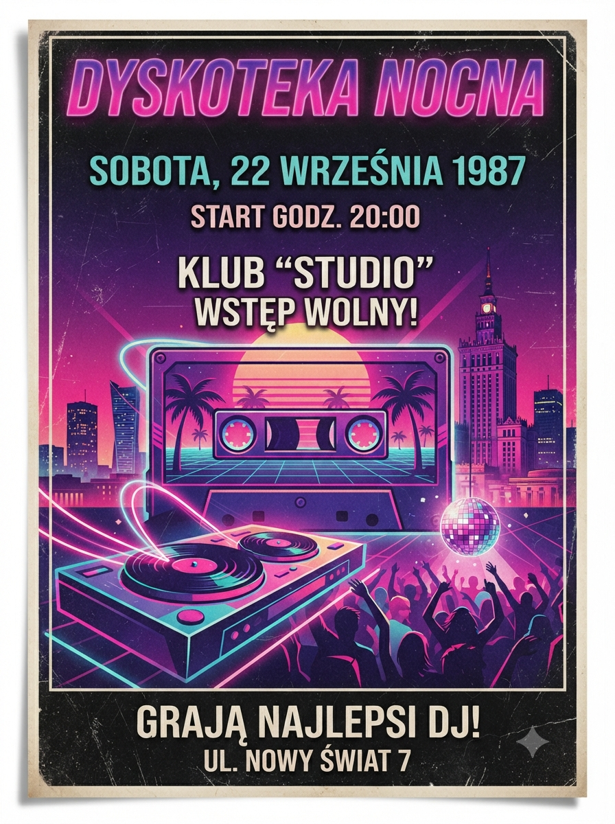 Plakat A3 w stylu lat 80